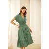 imageGRACE KARIN Casual Dresses for Women 2025 Summer Smocked High Waist Flowy Dress with PocketsGray Green
