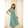 imageGRACE KARIN Casual Dresses for Women 2025 Summer Smocked High Waist Flowy Dress with PocketsLight Green