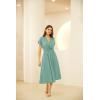 imageGRACE KARIN Casual Dresses for Women 2025 Summer Smocked High Waist Flowy Dress with PocketsLight Green