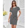imageGRACE KARIN Striped Shirt Dresses for Women Front Tie Crewneck Wrap Dress Short Sleeve TShirt Casual Mini Bodycon DressBlack