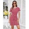 imageGRACE KARIN Striped Shirt Dresses for Women Front Tie Crewneck Wrap Dress Short Sleeve TShirt Casual Mini Bodycon DressRed