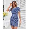 imageGRACE KARIN Striped Shirt Dresses for Women Front Tie Crewneck Wrap Dress Short Sleeve TShirt Casual Mini Bodycon DressRoyal Blue