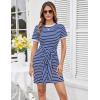 imageGRACE KARIN Striped Shirt Dresses for Women Front Tie Crewneck Wrap Dress Short Sleeve TShirt Casual Mini Bodycon DressRoyal Blue