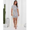 imageGRACE KARIN Striped Shirt Dresses for Women Front Tie Crewneck Wrap Dress Short Sleeve TShirt Casual Mini Bodycon DressWhite