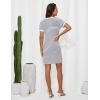 imageGRACE KARIN Striped Shirt Dresses for Women Front Tie Crewneck Wrap Dress Short Sleeve TShirt Casual Mini Bodycon DressWhite