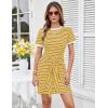 imageGRACE KARIN Striped Shirt Dresses for Women Front Tie Crewneck Wrap Dress Short Sleeve TShirt Casual Mini Bodycon DressYellow