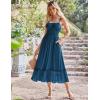 imageGRACE KARIN Womens 2025 Summer Maxi Dress Casual Sleeveless Spaghetti Strap Smocked Ruffle Beach Long Dress with PocketsBlue