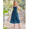 imageGRACE KARIN Womens 2025 Summer Maxi Dress Casual Sleeveless Spaghetti Strap Smocked Ruffle Beach Long Dress with PocketsBlue
