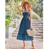 imageGRACE KARIN Womens 2025 Summer Maxi Dress Casual Sleeveless Spaghetti Strap Smocked Ruffle Beach Long Dress with PocketsBlue