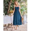 imageGRACE KARIN Womens 2025 Summer Maxi Dress Casual Sleeveless Spaghetti Strap Smocked Ruffle Beach Long Dress with PocketsBlue