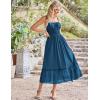 imageGRACE KARIN Womens 2025 Summer Maxi Dress Casual Sleeveless Spaghetti Strap Smocked Ruffle Beach Long Dress with PocketsBlue