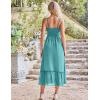 imageGRACE KARIN Womens 2025 Summer Maxi Dress Casual Sleeveless Spaghetti Strap Smocked Ruffle Beach Long Dress with PocketsBlue Green