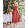 imageGRACE KARIN Womens 2025 Summer Maxi Dress Casual Sleeveless Spaghetti Strap Smocked Ruffle Beach Long Dress with PocketsBrick Red