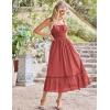imageGRACE KARIN Womens 2025 Summer Maxi Dress Casual Sleeveless Spaghetti Strap Smocked Ruffle Beach Long Dress with PocketsBrick Red