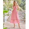 imageGRACE KARIN Womens 2025 Summer Maxi Dress Casual Sleeveless Spaghetti Strap Smocked Ruffle Beach Long Dress with PocketsLight Pink