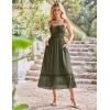 imageGRACE KARIN Womens 2025 Summer Maxi Dress Casual Sleeveless Spaghetti Strap Smocked Ruffle Beach Long Dress with PocketsOlive Green