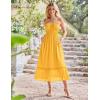 imageGRACE KARIN Womens 2025 Summer Maxi Dress Casual Sleeveless Spaghetti Strap Smocked Ruffle Beach Long Dress with PocketsYellow