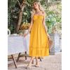 imageGRACE KARIN Womens 2025 Summer Maxi Dress Casual Sleeveless Spaghetti Strap Smocked Ruffle Beach Long Dress with PocketsYellow