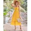 imageGRACE KARIN Womens 2025 Summer Maxi Dress Casual Sleeveless Spaghetti Strap Smocked Ruffle Beach Long Dress with PocketsYellow