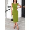 imageGRACE KARIN Womens 2025 Summer Wear to Work Dress V Neck Sleeveless Office Business Midi Sheath Pencil DressesYellow Green