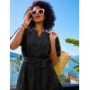 imageGRACE KARIN Womens Eyelet Vacation Dress Summer Casual Aline Mini Sundress Puff Sleeve Tie V Neck Ruffle Short Beach DressBlack