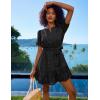 imageGRACE KARIN Womens Eyelet Vacation Dress Summer Casual Aline Mini Sundress Puff Sleeve Tie V Neck Ruffle Short Beach DressBlack