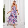 imageGRACE KARIN Womens Floral Maxi Dress 2025 Summer Spaghetti Strap Sleeveless Ruffle Hem Flowy Boho Beach DressBlue Pink
