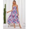 imageGRACE KARIN Womens Floral Maxi Dress 2025 Summer Spaghetti Strap Sleeveless Ruffle Hem Flowy Boho Beach DressBlue Pink