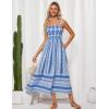 imageGRACE KARIN Womens Floral Maxi Dress 2025 Summer Spaghetti Strap Sleeveless Ruffle Hem Flowy Boho Beach DressLight Blue
