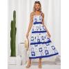 imageGRACE KARIN Womens Floral Maxi Dress 2025 Summer Spaghetti Strap Sleeveless Ruffle Hem Flowy Boho Beach DressWhite Blue