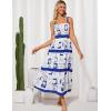 imageGRACE KARIN Womens Floral Maxi Dress 2025 Summer Spaghetti Strap Sleeveless Ruffle Hem Flowy Boho Beach DressWhite Blue