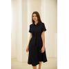 imageGRACE KARIN Womens Linen Dresses Summer Casual Flowy Collar Button Down Dress Front Tie Short Sleeve Pockets Midi Work DressBlack