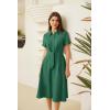 imageGRACE KARIN Womens Linen Dresses Summer Casual Flowy Collar Button Down Dress Front Tie Short Sleeve Pockets Midi Work DressLight Green