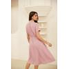 imageGRACE KARIN Womens Linen Dresses Summer Casual Flowy Collar Button Down Dress Front Tie Short Sleeve Pockets Midi Work DressLight Pink