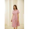 imageGRACE KARIN Womens Linen Dresses Summer Casual Flowy Collar Button Down Dress Front Tie Short Sleeve Pockets Midi Work DressLight Pink