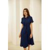 imageGRACE KARIN Womens Linen Dresses Summer Casual Flowy Collar Button Down Dress Front Tie Short Sleeve Pockets Midi Work DressNavy Blue