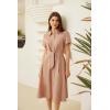 imageGRACE KARIN Womens Linen Dresses Summer Casual Flowy Collar Button Down Dress Front Tie Short Sleeve Pockets Midi Work DressPink