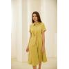 imageGRACE KARIN Womens Linen Dresses Summer Casual Flowy Collar Button Down Dress Front Tie Short Sleeve Pockets Midi Work DressYellow