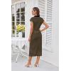 imageGRACE KARIN Womens Striped Bodycon Dress Summer Casual Polo V Neck Cap Sleeve Side Slit Ruched Stretch Midi DressesBrown