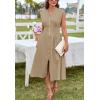 imageGRACE KARIN Womens Summer Casual Dress V Neck Cap Sleeve Zipper Front Flowy Midi Dress with PocketsApricot