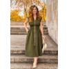 imageGRACE KARIN Womens Summer Casual Dress V Neck Cap Sleeve Zipper Front Flowy Midi Dress with PocketsArmy Green