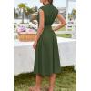 imageGRACE KARIN Womens Summer Casual Dress V Neck Cap Sleeve Zipper Front Flowy Midi Dress with PocketsArmy Green
