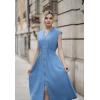 imageGRACE KARIN Womens Summer Casual Dress V Neck Cap Sleeve Zipper Front Flowy Midi Dress with PocketsGray Blue