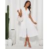 imageGRACE KARIN Womens Summer Casual Dress V Neck Cap Sleeve Zipper Front Flowy Midi Dress with PocketsIvory
