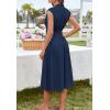 imageGRACE KARIN Womens Summer Casual Dress V Neck Cap Sleeve Zipper Front Flowy Midi Dress with PocketsNavy Blue