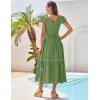 imageGRACE KARIN Womens Summer Dress Casual 2025 Flutter Sleeve Square Neck Smocked Boho Beach Dresses Tiered Midi Long SundressArmy Green