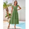 imageGRACE KARIN Womens Summer Dress Casual 2025 Flutter Sleeve Square Neck Smocked Boho Beach Dresses Tiered Midi Long SundressArmy Green