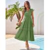 imageGRACE KARIN Womens Summer Dress Casual 2025 Flutter Sleeve Square Neck Smocked Boho Beach Dresses Tiered Midi Long SundressArmy Green