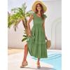 imageGRACE KARIN Womens Summer Dress Casual 2025 Flutter Sleeve Square Neck Smocked Boho Beach Dresses Tiered Midi Long SundressArmy Green