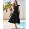 imageGRACE KARIN Womens Summer Dress Casual 2025 Flutter Sleeve Square Neck Smocked Boho Beach Dresses Tiered Midi Long SundressBlack